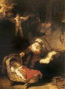 Rembrandt van rijn The Sacred Family with angeles china oil painting reproduction